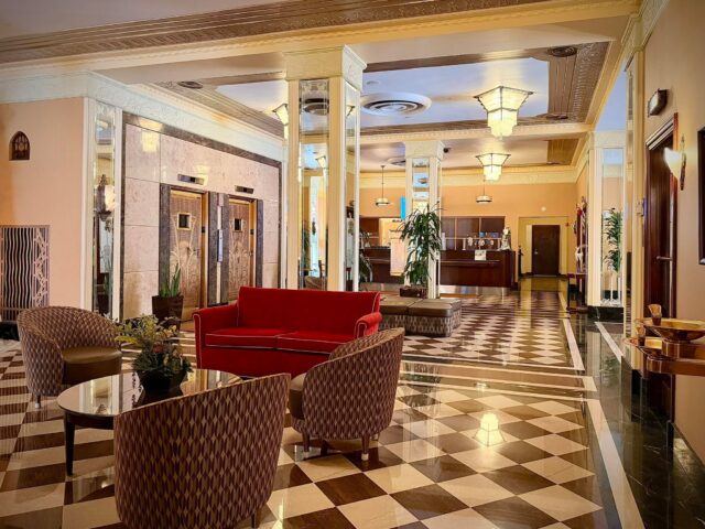 Poked around the Ambassador Hotel lobby for a bit while the car was getting worked on at John the Muffler Man. Beautiful!